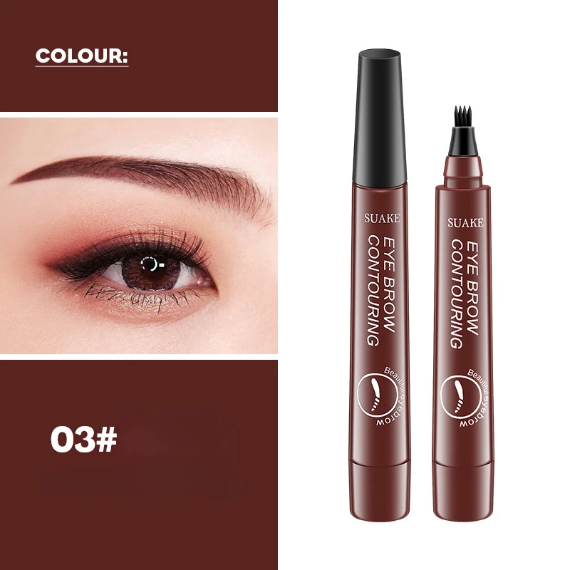 Crayon à sourcils liquide imperméable à l'eau, maquillage longue durée, cosmétique, crayon à sourcils à microlames, 4 points