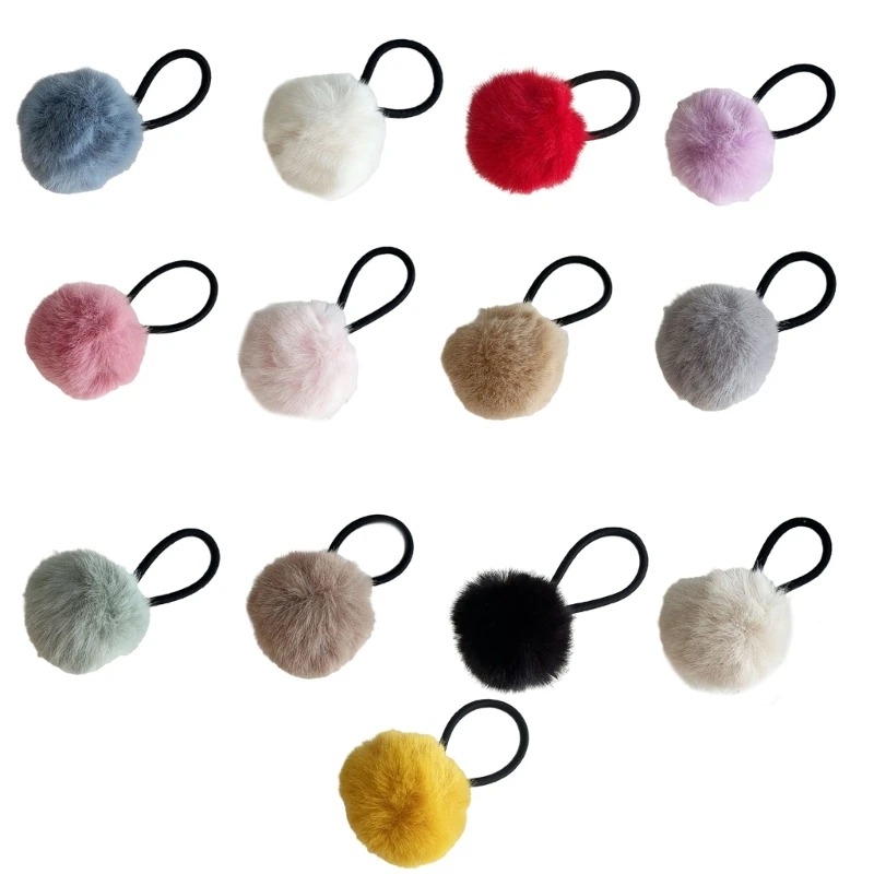 เจ้าหญิงสีสัน Pompoms ผม Tie Furry Ball ผู้ถือหางม้า Enchanting Y2K Dropsale