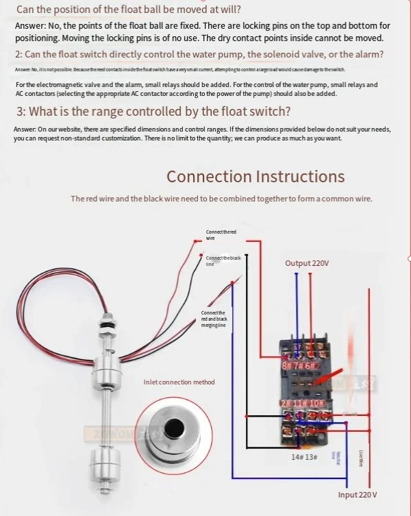 Stainless Steel Dual-Ball Float Switch High-Temperature Resistant, Adjustable Water Level, Automatic Sensing and Control Sensor