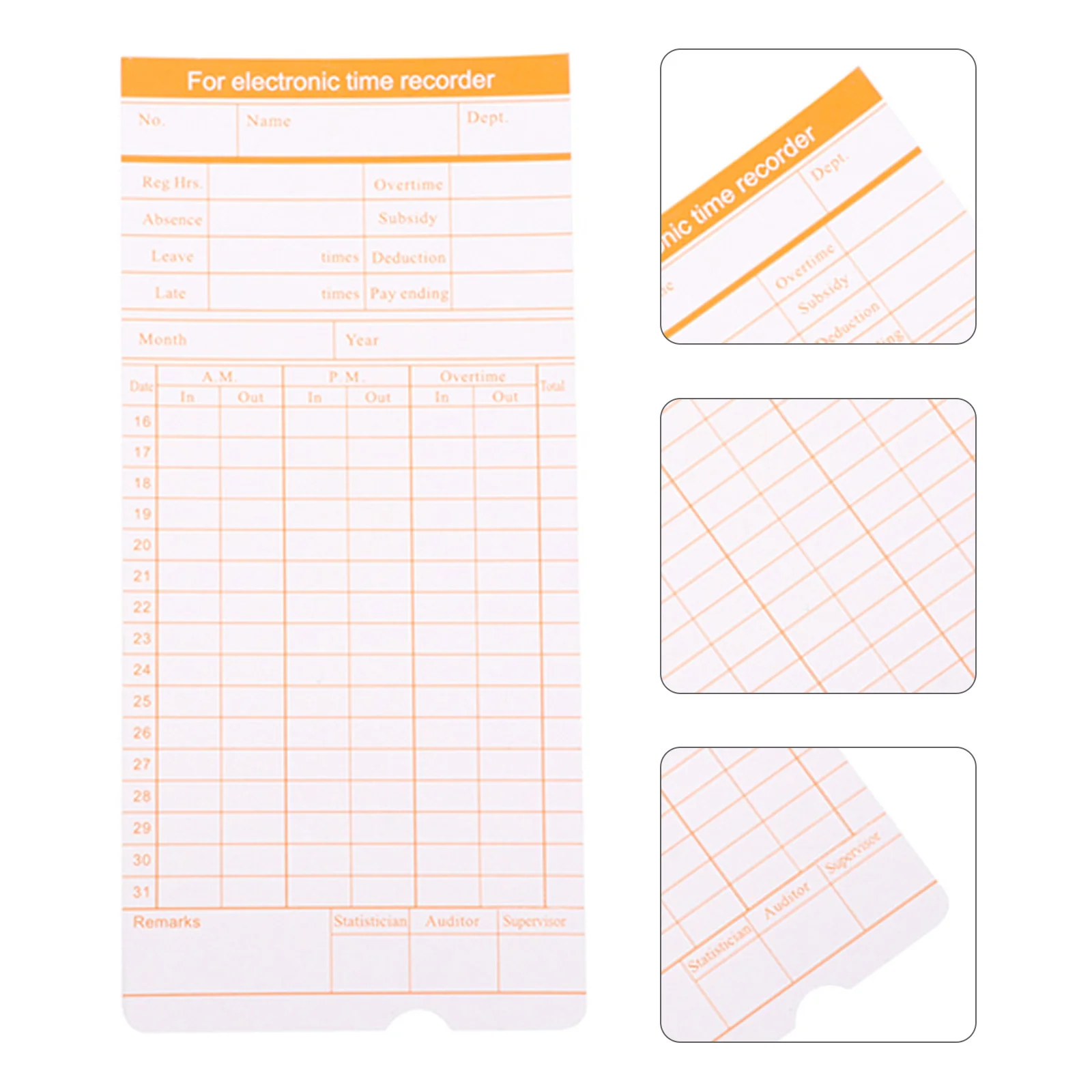

100 Sheets Time Attendance Cards Time Recording Card Paper for Employee Attendance Office Factory Use Attendence Paper