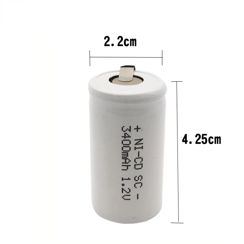 10/12/20 sztuk SC 3400mAh 1.2 V akumulator 1.2 V Sub C NI-CD komórka z zakładkami spawania do wiertarki elektrycznej śrubokręt BATTERI