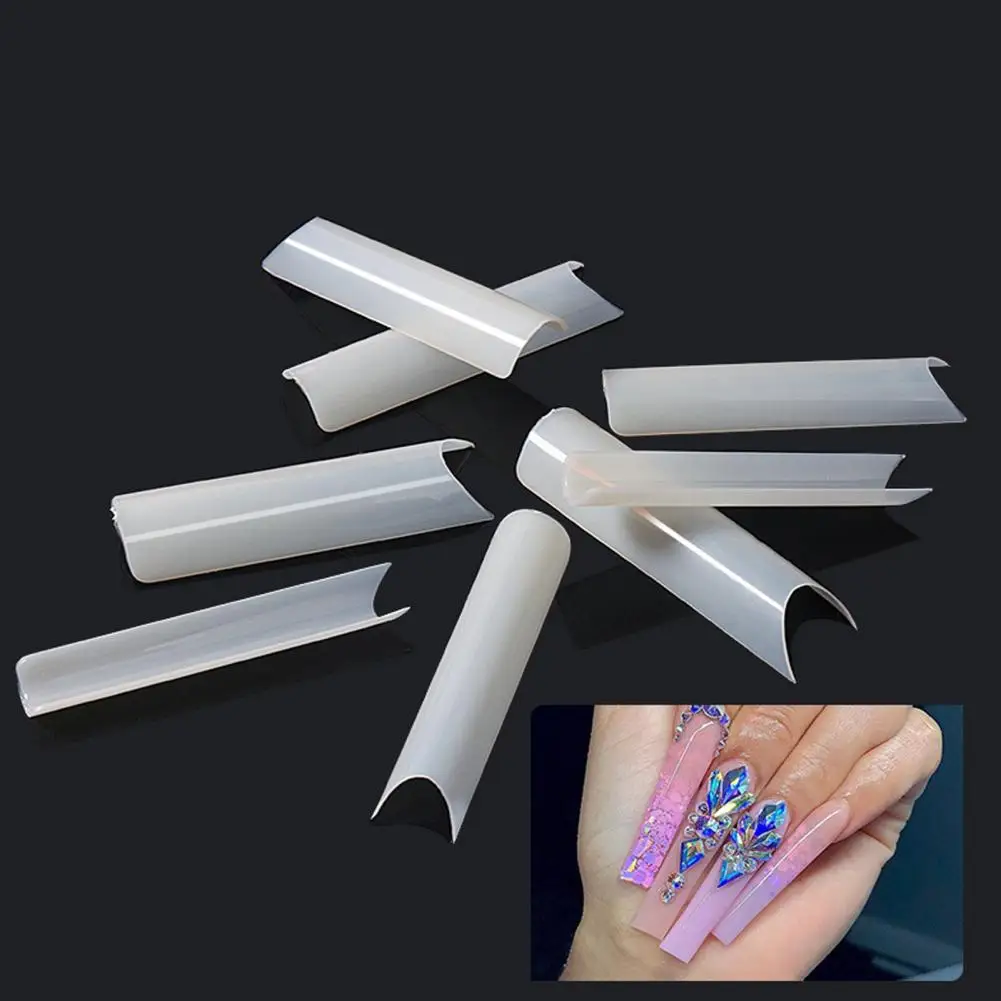 High-quality White/transparent Nail Artificial Tips Long Flat Tapered Square Tips for Salons Diy Nail Art Extension 504pcs