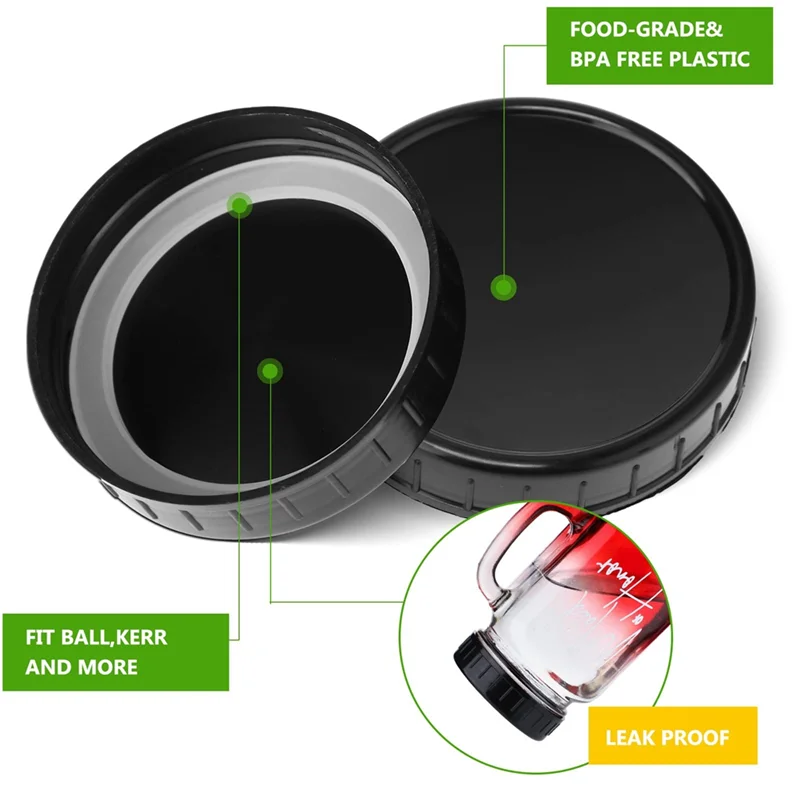 Couvercles en plastique pour bocaux Mason polyvalents (70Mm), 30 pièces, avec joint en caoutchouc, parfaits pour les bocaux de conserve à bouche régulière, faciles à utiliser