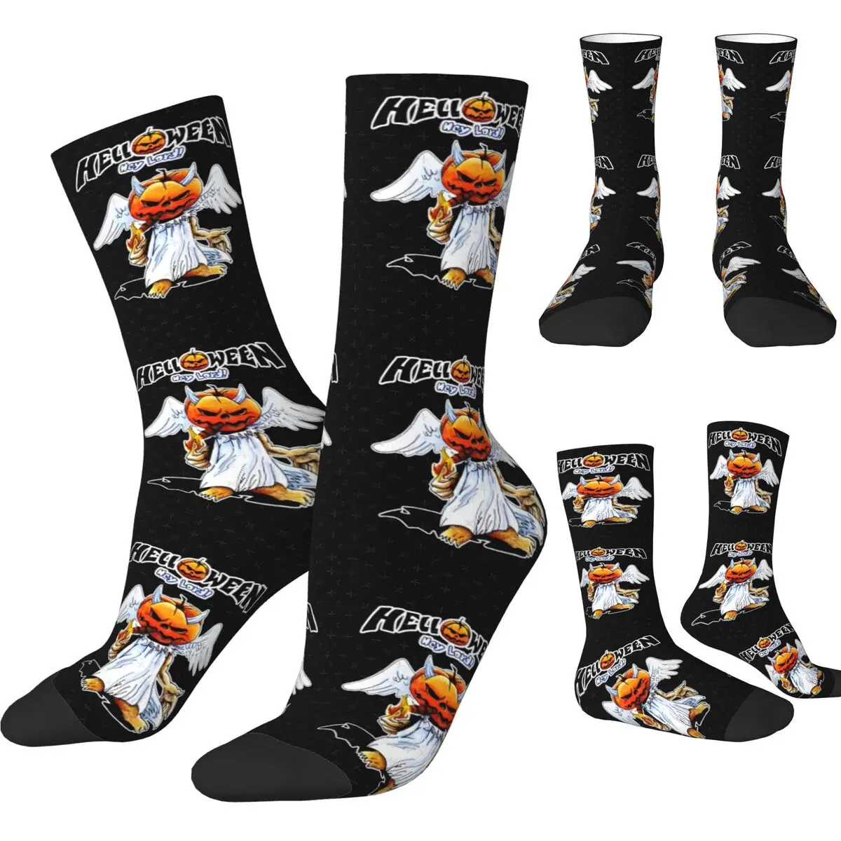 Helloween Is A Power-Chaussettes gothiques à motif métallique pour hommes et femmes, chaussettes coordonnantes, chaussettes de sport de course, chaussettes douces moyennes, automne