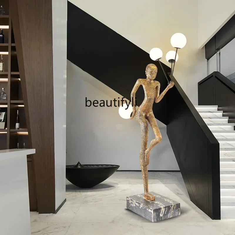 Figure Sculpture Model Big Decorations Hotel Club FRP Abstract Art Decoration Lamp Floor Lamp