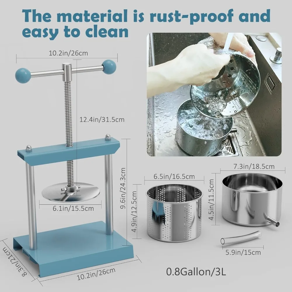 SQUEEZE master Cheese Tincture Herb Fruit Wine Manual Press (0.8 Gallon, Blue)