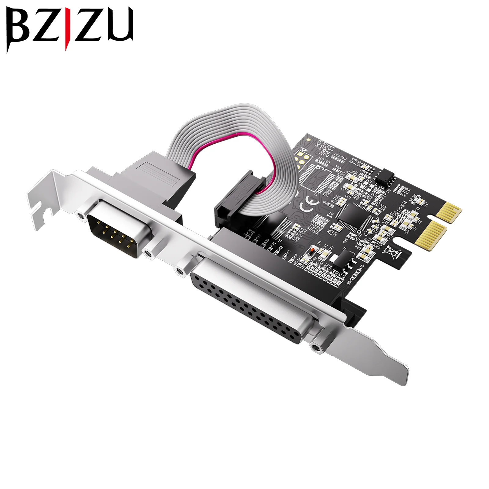BZIZU PCIe to RS-232 Serial COM Parallel LPT Port  Expansion Adapter Card