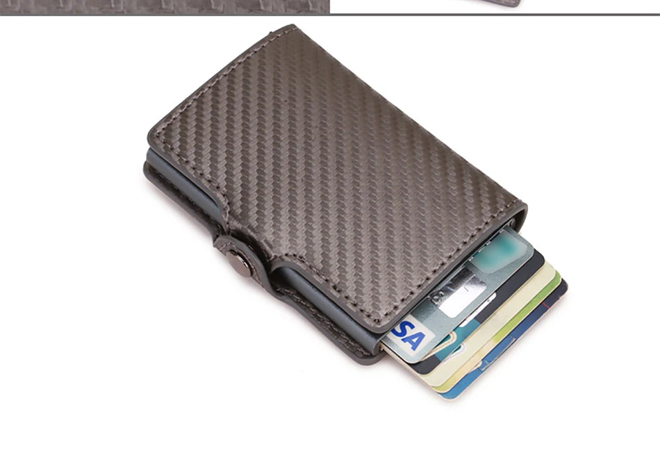 Carbon Fiber Rfid Blocking Männer ID Kreditkarte Halter Brieftasche Leder Metall Business Bank Kreditkarte Karteninhaber Fall Carteras – Detail 13