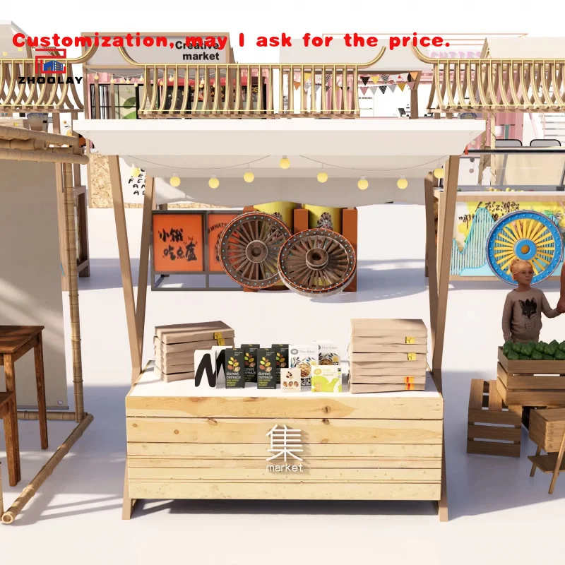

custom.Outdoor Night Market Cup Cake Stall Mobile Display Rack Beverage Booth Design