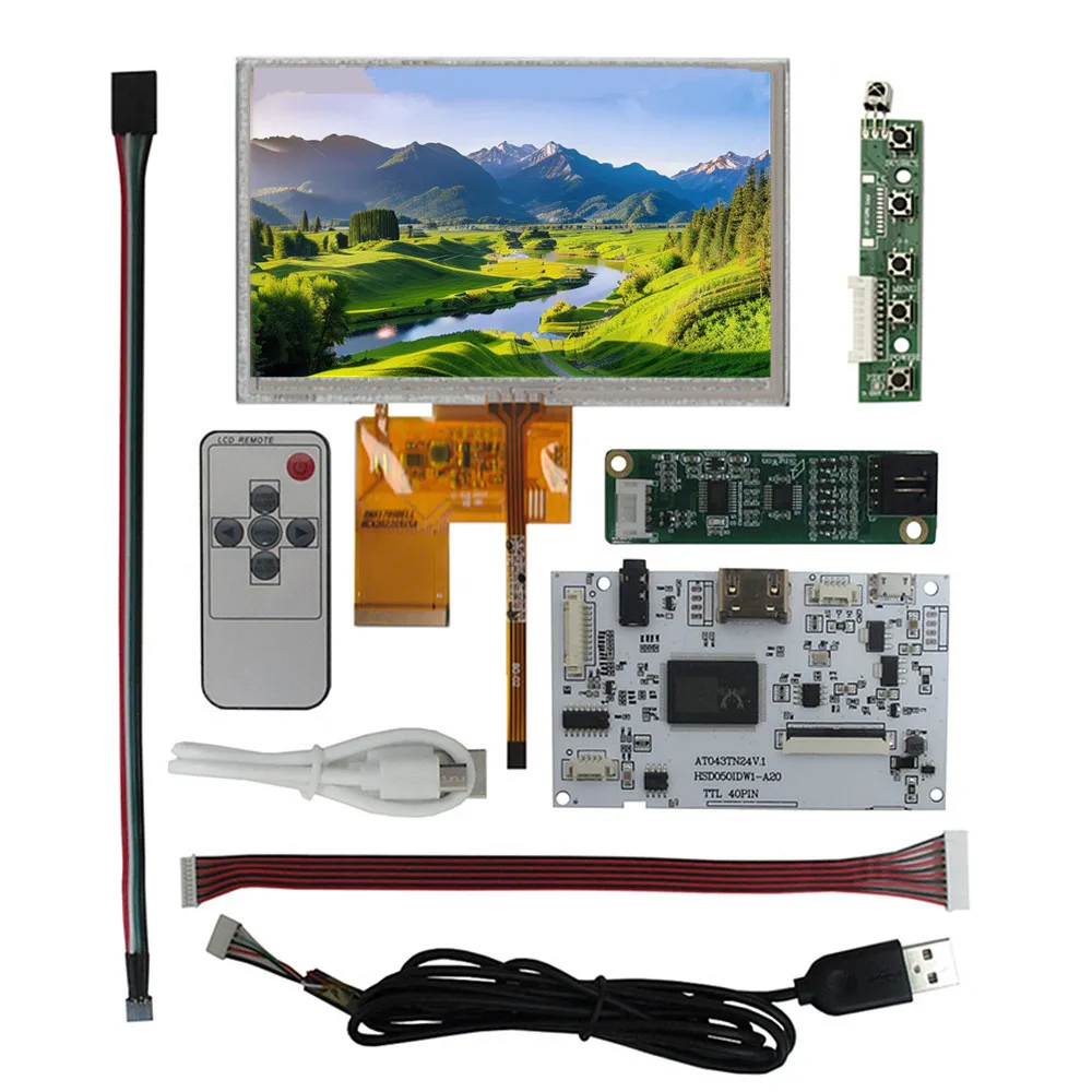 

4.3-inch 480*272 LCD display screen,resistive touch panel,audio HDMI-compatible driver control board kit Raspberry Pi Sub screen