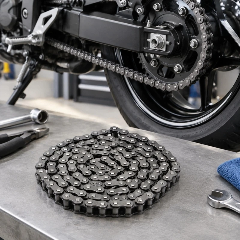 Motorcycle Roller Chain 428 Chain 132 Links for Rear-Wheel Drivetrain Replacement, with Plates, Pins, R6FB