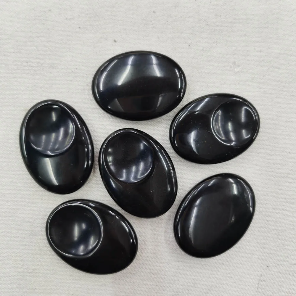 Piedras de obsidiana natural para masaje, accesorios de moda para Spa, Rock, regalo de joyería, 30x40mm, venta al por mayor, 6 unidades, envío gratis