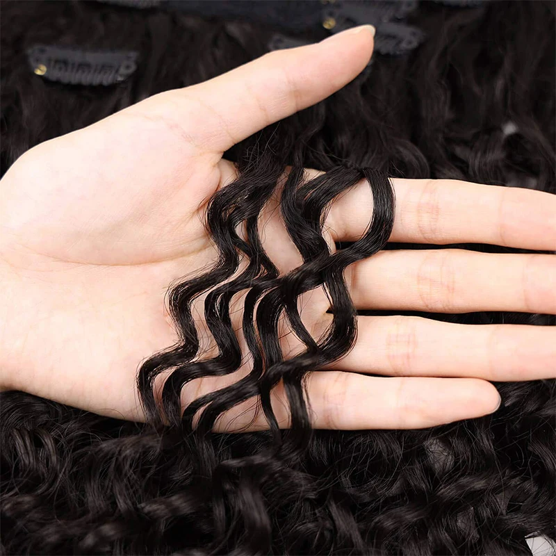 Sylhair Hair Extension 7PCS 20 inch Kinky Curly Clip In Hair Extensions Synthetic Long Soft Thick Hairpieces for Women Full Head