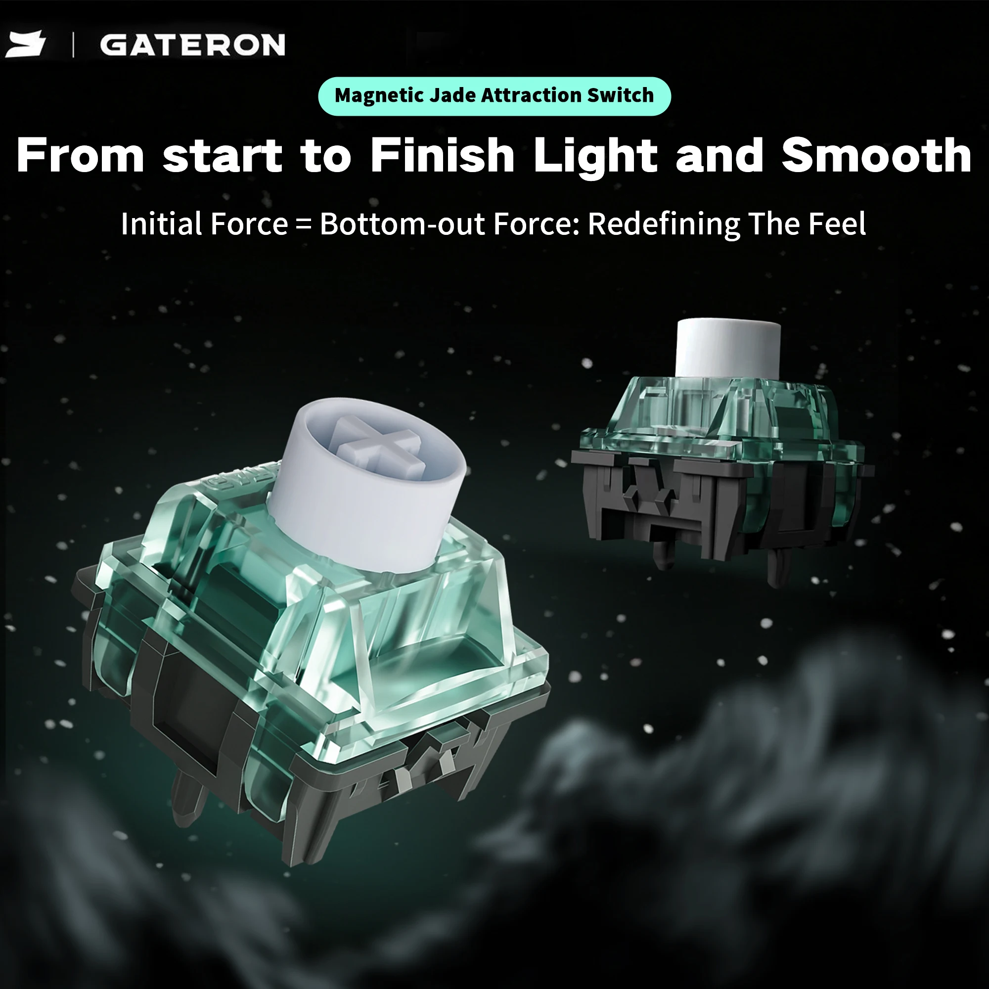 GATERON Magnetic Jade Attraction Gaming Linear Switch Freely Setting HE Hall Sensor HIFI Sound for Magnetic Keyboard Game Office