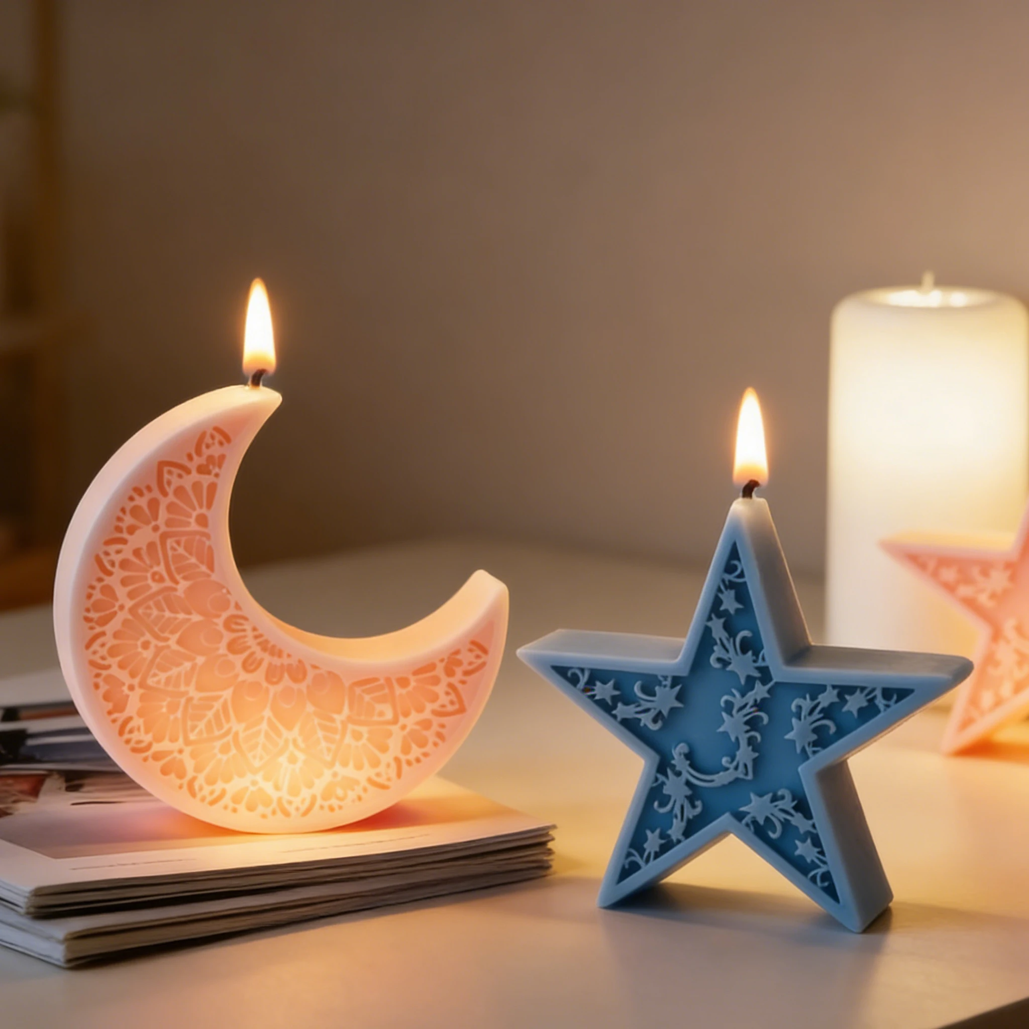 Handmade Aroma Candle Resin Silicone Mold Islam Muslim Ramadan Decoration Eid Mubarak Ramadan Moon Star Candle Mold