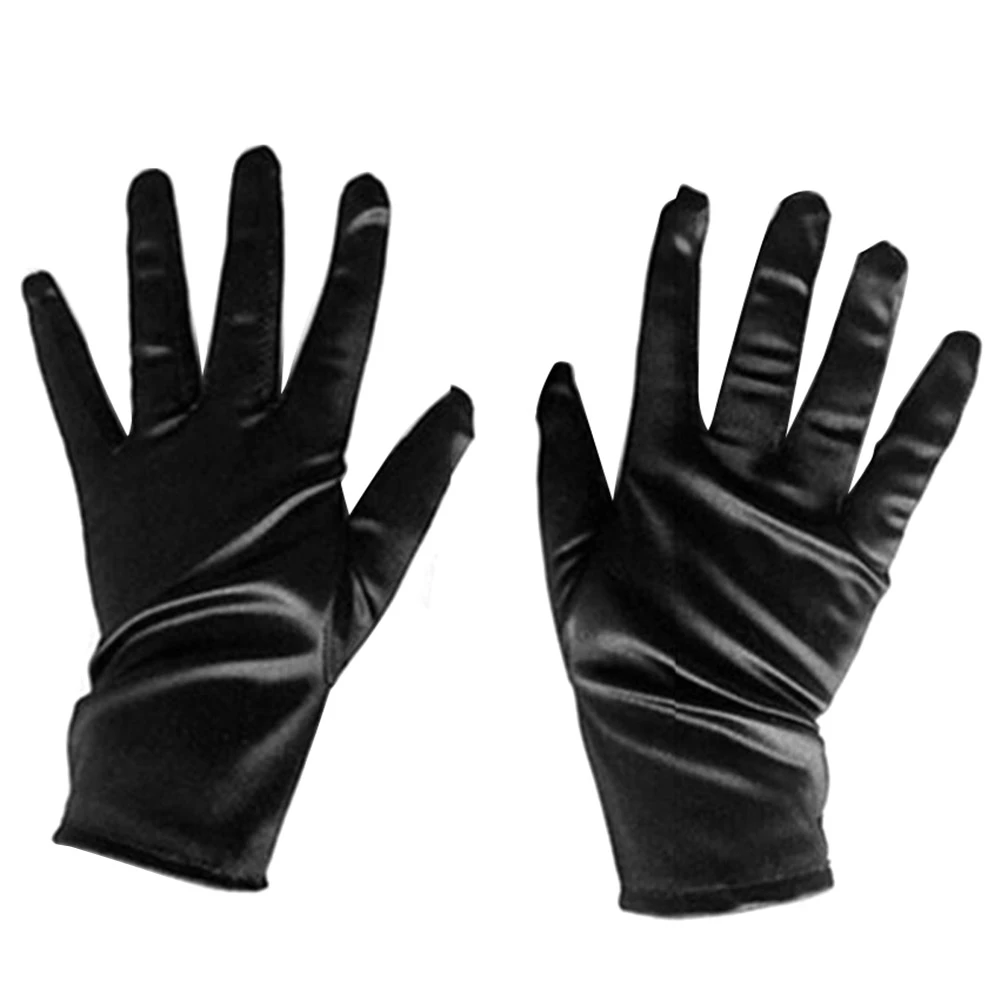 

ABP-Ladies Short Sunscreen Satin Satin Glove Surface Dance Performance Gloves Spandex Etiquette Gloves Black