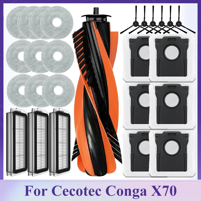 Für Cecotec Conga X70 Hauptbürste Seitenbürste Mopp Tuch Staubbeutel Filter Ersatz Zubehör Staubsauger Ersatzteil