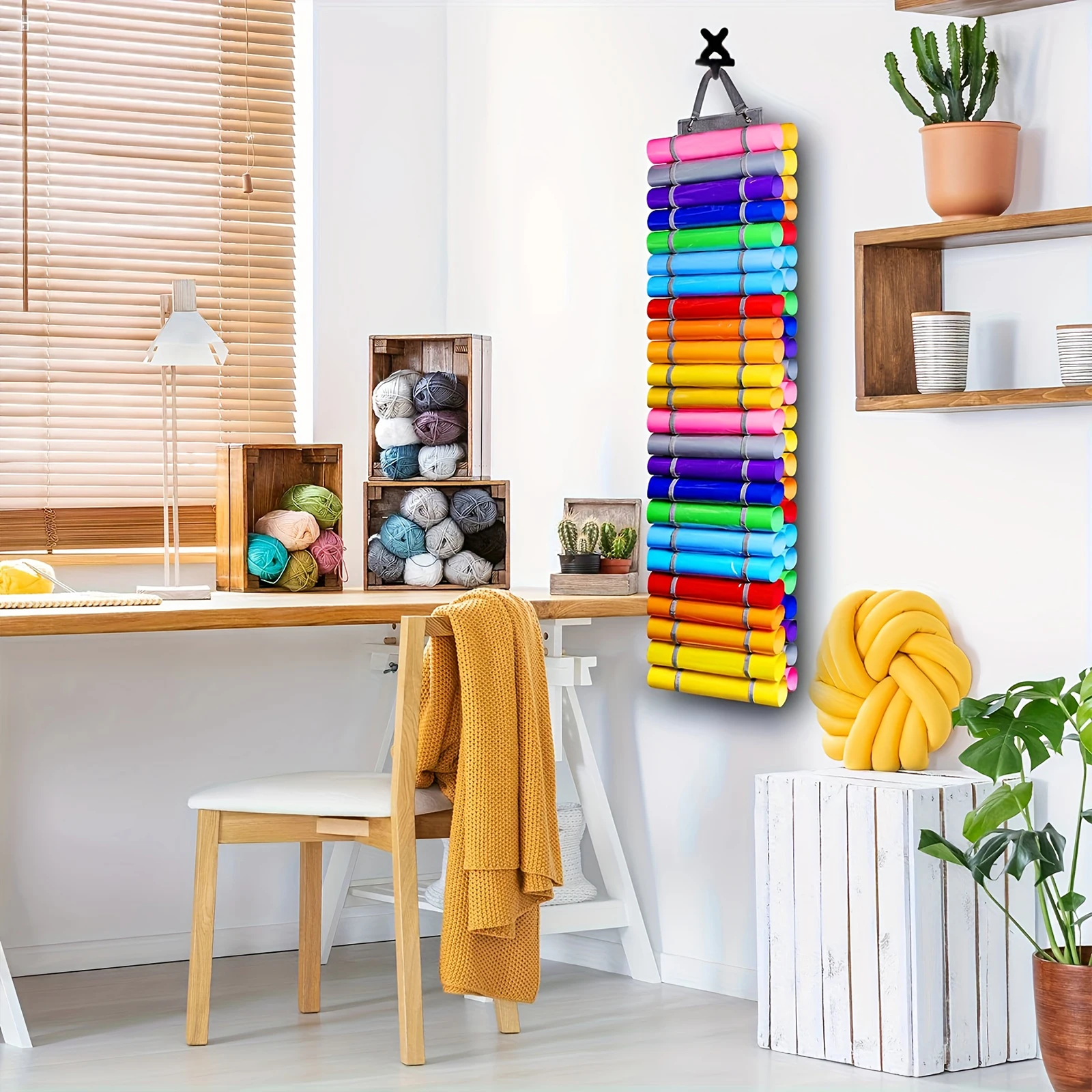 24/48 Compartments Craft Vinyl Storage Rack with 2 Hooks and 1 Hanging Straps Hanging Storage Bag for Diamond Art Painting Kits