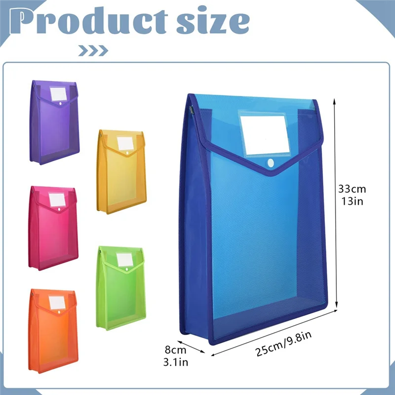 Practical-6 Pcs A4 Plastic Wallets Folders Popper Wallet Document Pockets With Button Closure Card Slot