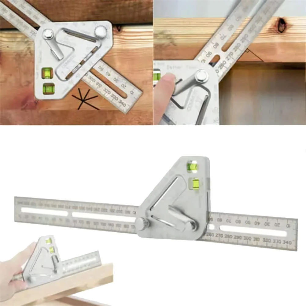 Efficient 1 Pcs Multi-Functional Woodworking Ruler Stainless Steel Woodworking Triangle Ruler Building Decoration Measuring Tool