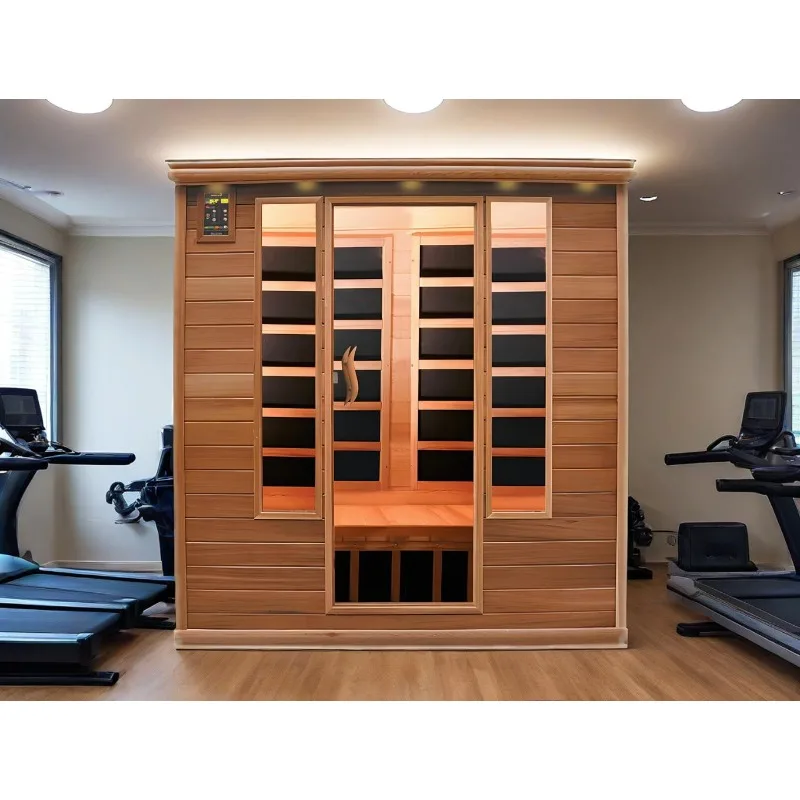 

SS-400M Modern Design 4-Person Indoor/Outdoor Sauna Room 9KW Low EMF Red Cedar Carbon Solid Wood Electric Wood