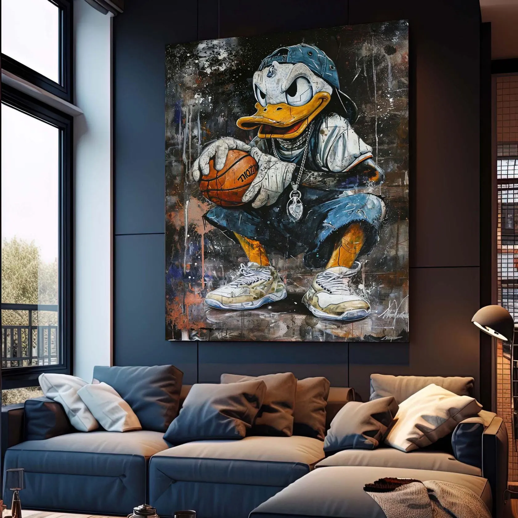 

Disney Donald Duck Plays Basketball Wall Art Canvas Painting Poster Decoration Living Room Kids Room Decor Gift