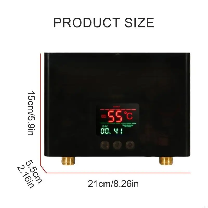 L43F 5500W Electric Tankless Water Heater with Remote Control and LED Display Space Saving Under Sink Hot Water System
