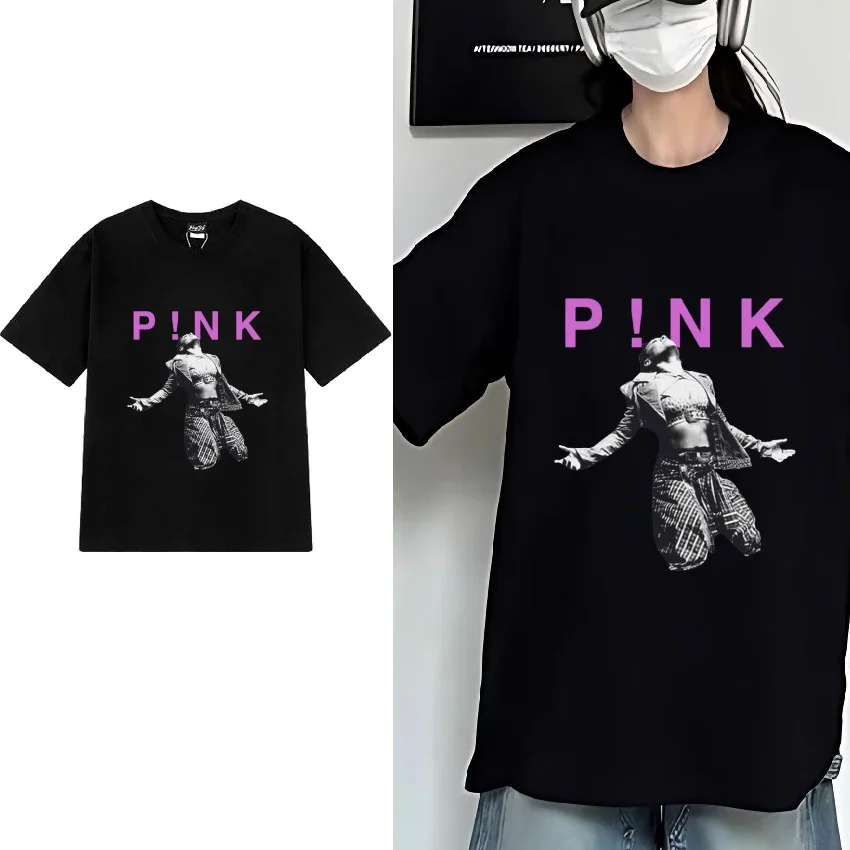 

Singer Pink P!NK music Graphic T shirt 2024 Men Women Fashion Y2k short sleeve T-shirts Unisex Summer Oversized 100% Cotton Tops