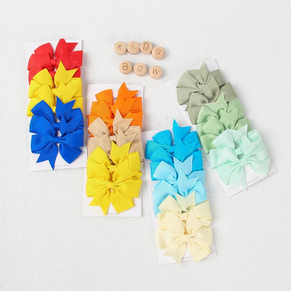 6 pçs/set meninas cor sólida arco grampos de cabelo fita colorida arco grampos de cabelo bonito franja clipes crianças acessórios para o cabelo