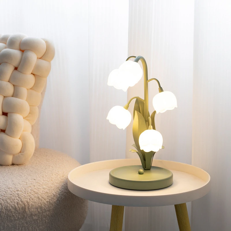 

French garden LED light bedroom bedside Read Table lamp Modern simple Nordic romantic flower atmosphere background wall lamp