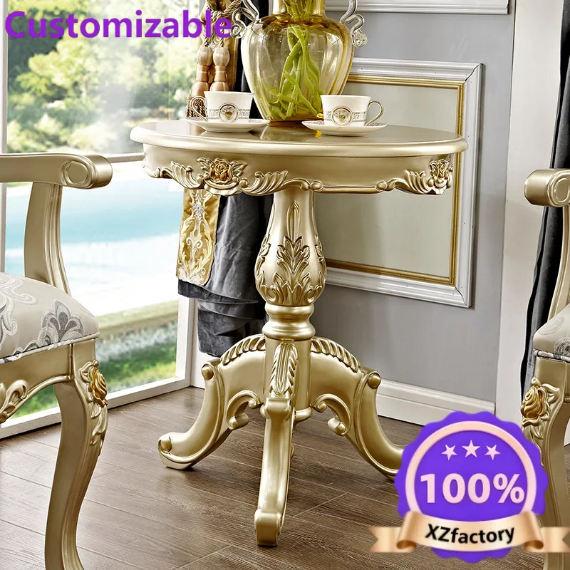Factory Direct 2026 European-style fabric dining chairs, noble gold solid wood carved study chairs, restaurant and hotel backres
