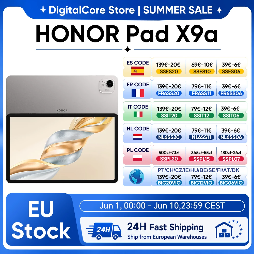 HONOR Pad X9a Écran LCD 11,5 pouces Taux de rafraîchissement 120 Hz 1,07 milliard de couleurs Luminosité 400 nit, Snapdragon 685 WIFI Octa-Core, 8300 mAh