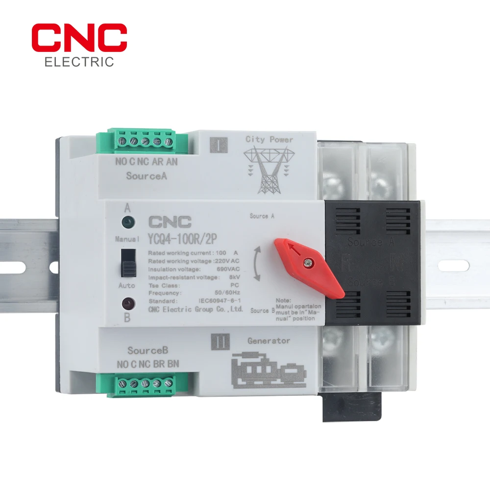 CNC Din Rail ATS Mini podwójna moc automatyczny przełącznik transferu przełącznik przetworników, przełączniki elektryczna nieprzerwana moc 63A/100A