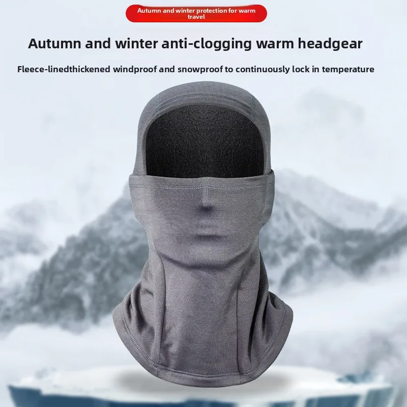 Winter Velvet Balaclava Hat Outdoor Skiing Cycling Mask Scarf Integrated Windproof Headgear for Men Women Thermal Fleece