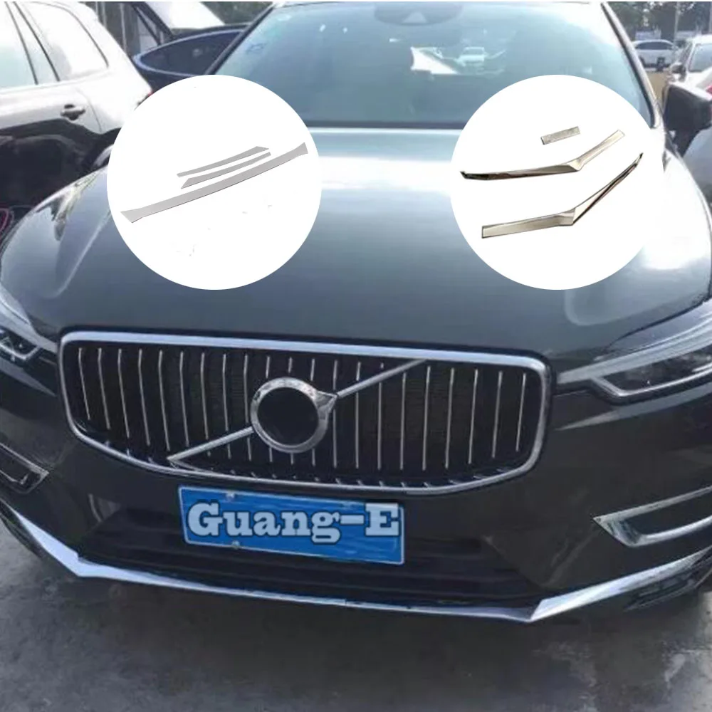 Hot Sale Car Body Bumper Engine ABS Chrome Front Bottom Grid Grill Grille Edge Panel 3pcs For Volvo XC60 2018 2019 2020 2021