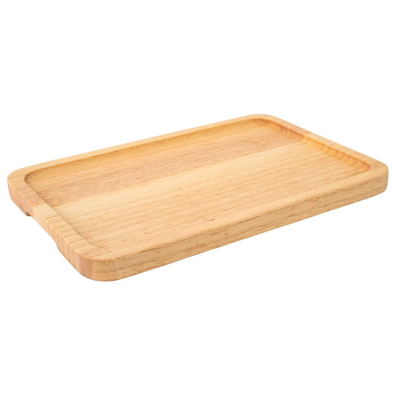 HYS Steak Separate Plate Household Tray Pizza Plate Solid Wood Board Baking Thickened Rectangle Western Food Wood