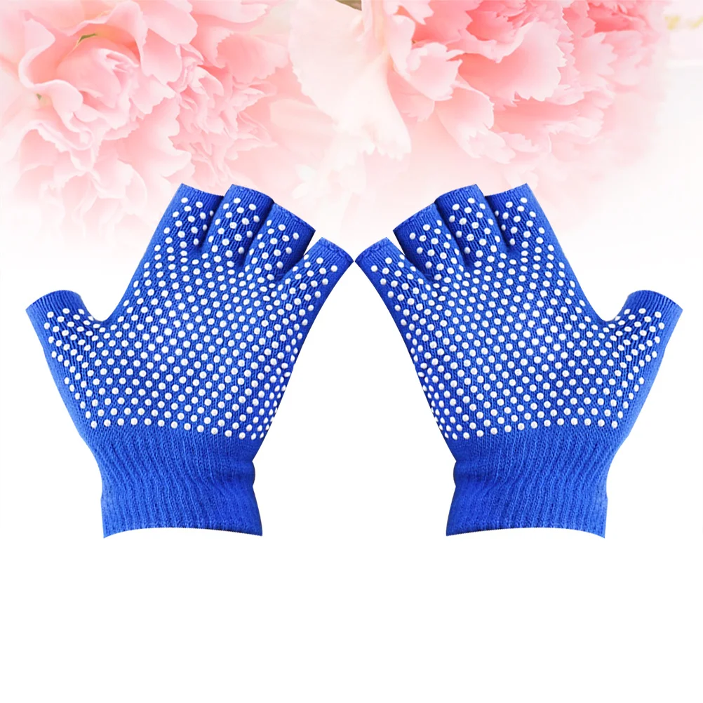 

Non-Slip Fingerless Yoga Gloves Half Finger Knitted Cotton Soft Breathable Comfortable Workout Sports Gloves Blue