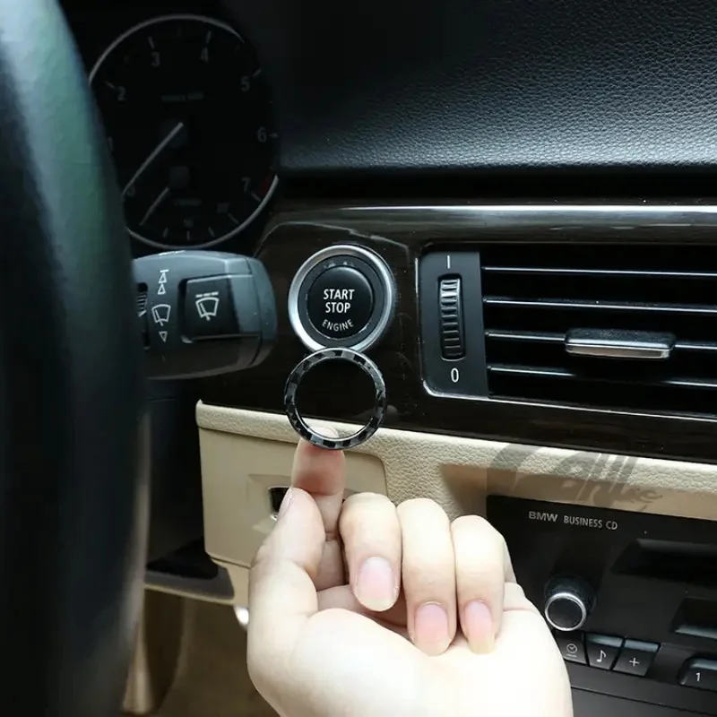 

One Button Start Button Car Decoration Sticker Carbon Fiber Car Decorative Stickers Ring For BMW 3Series E90 E92 E93
