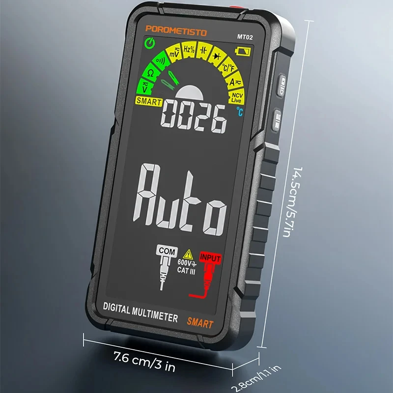 Imagem -02 - Counts Auto Ranging Multímetro Digital Tensão ac dc Resistência Atual Temp Capacitância Tester Trms Poromesto6000