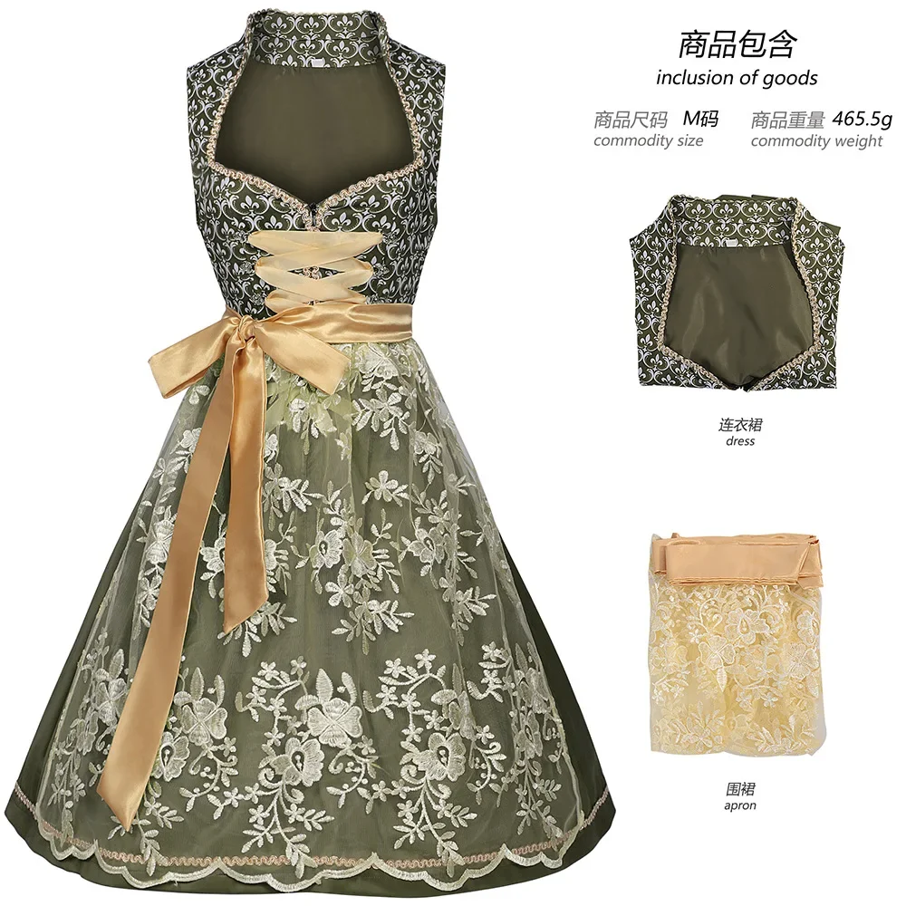 Ropa de trabajo estilo clásico Retro Lolita Oktoberfest, ropa de cerveza alemana, disfraz tradicional bávaro, ropa de sirvienta, vestido elegante de Halloween