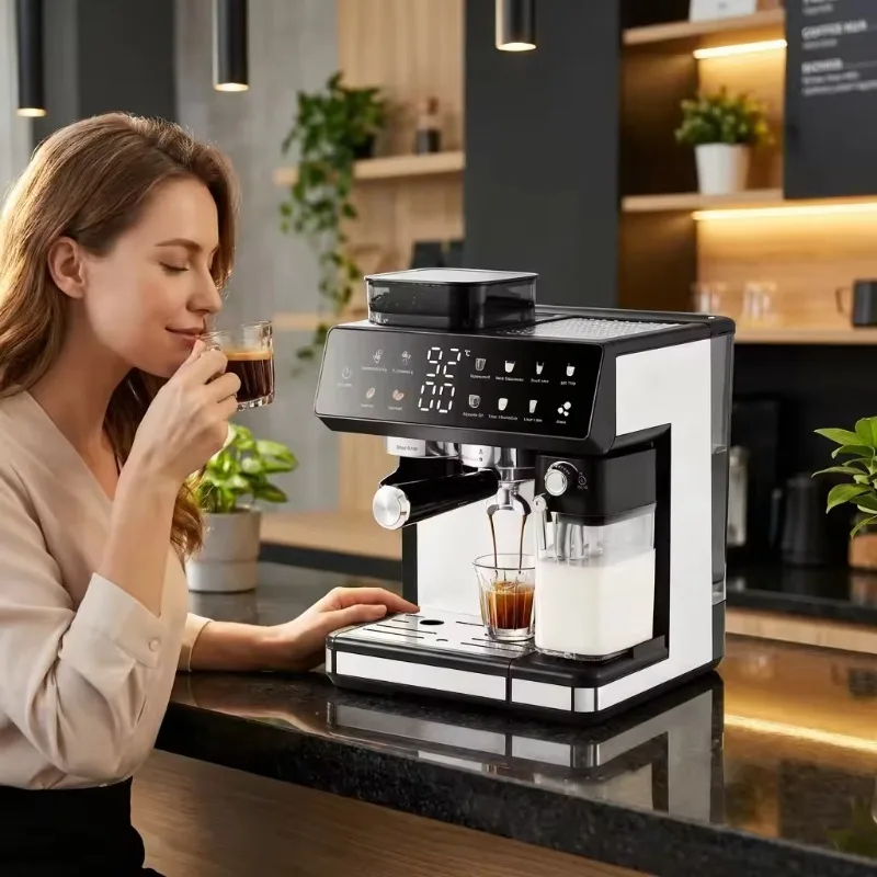 Intelligent Automatic Steam High-Pressure Built-In Grinder Stainless Steel Espresso Coffee Machine for Home Barista Use