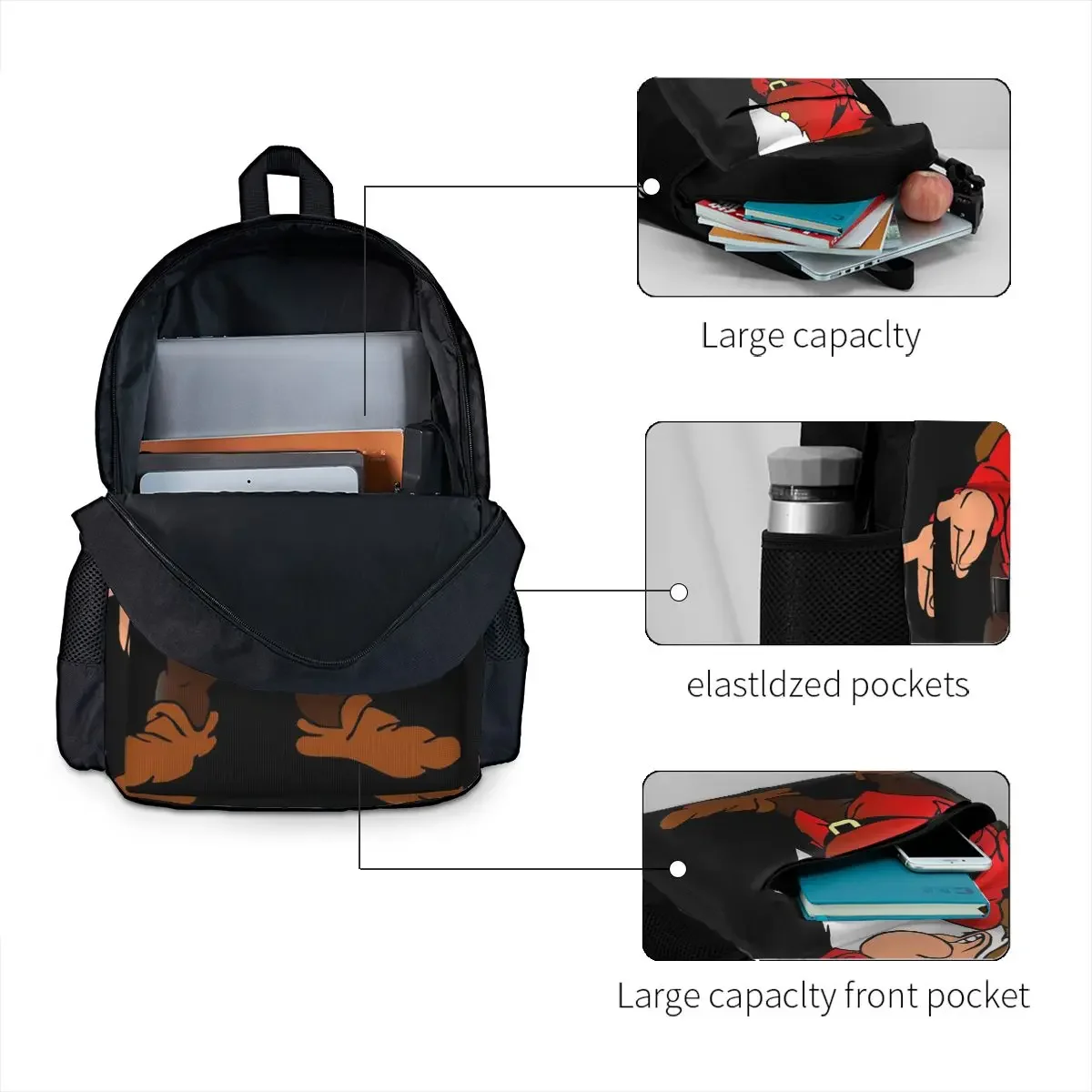 Sacs à dos nains grincheux pour garçons et filles, cartable pour étudiants, sac à dos pour enfants de dessin animé, sac à dos pour ordinateur portable, sac initié, grande capacité