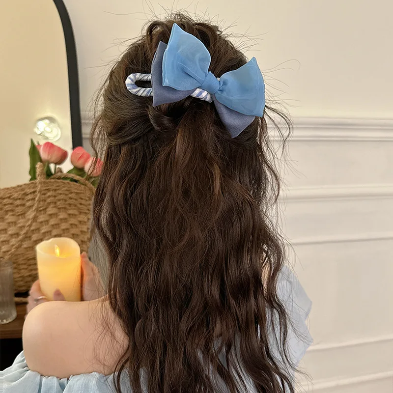 

1 Pcs Ladies' Hair Clip Double-layer Mesh Bow Sweet Kawaii Barrettes For Girl Korean Large Size High-quality Hair Accessories