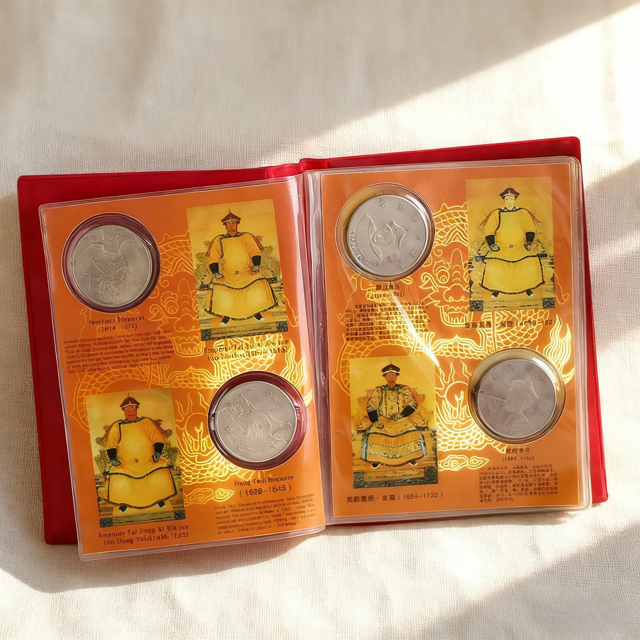 

Набор памятных монет императора династии Цин, китайский исторический сувенир, коллекционная позолоченная коробка для демонстрации монет в античном стиле