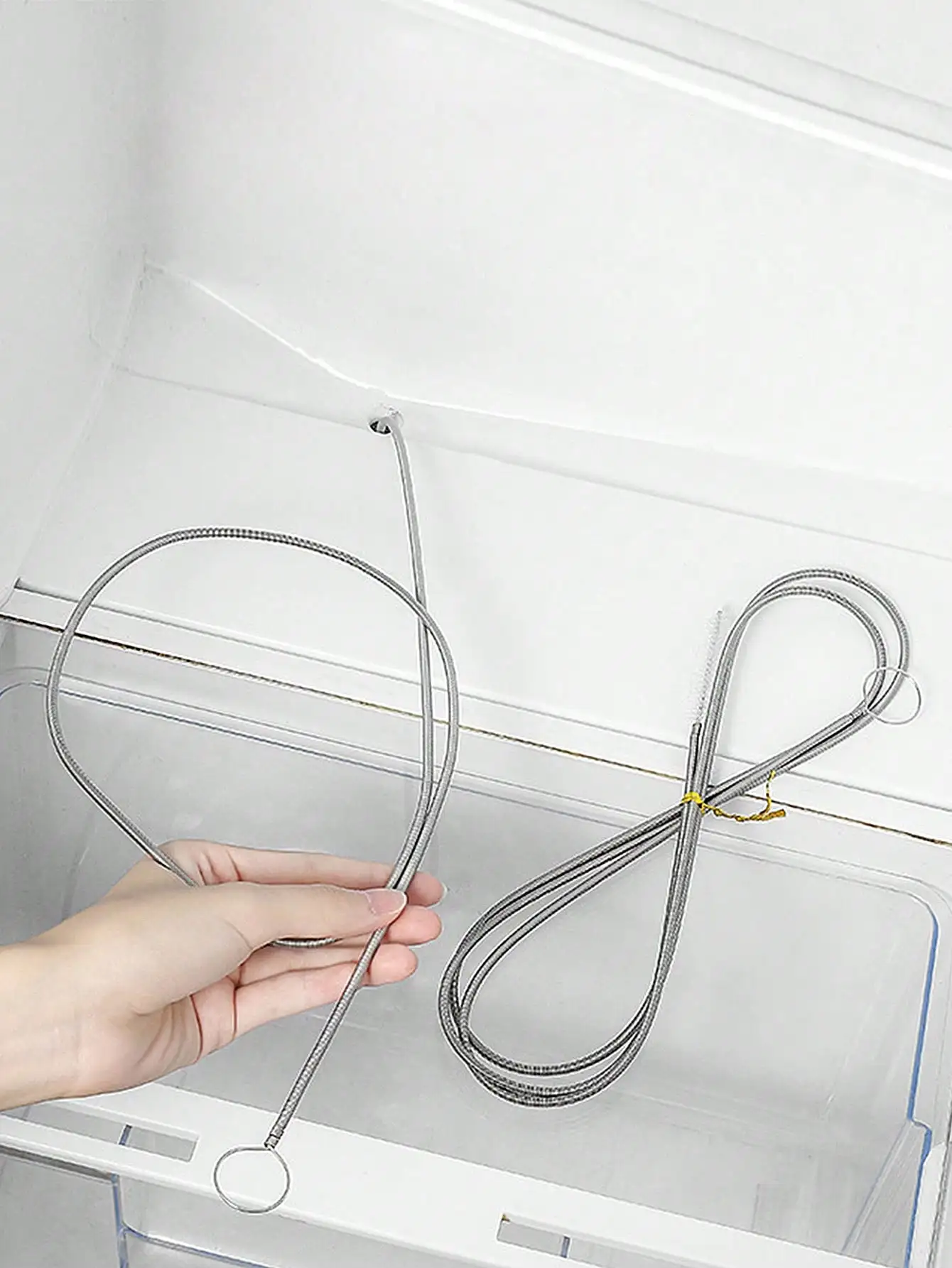 Stainless Steel Refrigerator Drain Cleaning Brush, Fridge Drain Pipe Unclog Tool, Ice Blockage Remover, Kitchen Appliance Cleaning Accessory