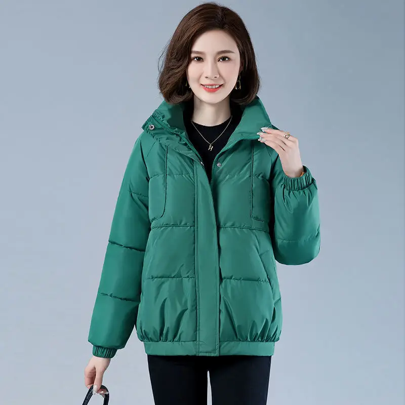 2023 New Women Down Cotton Coat Winter Jacket Female Short Parkas Loose Thick Warm Outwear Leisure Time Versatile Overcoat