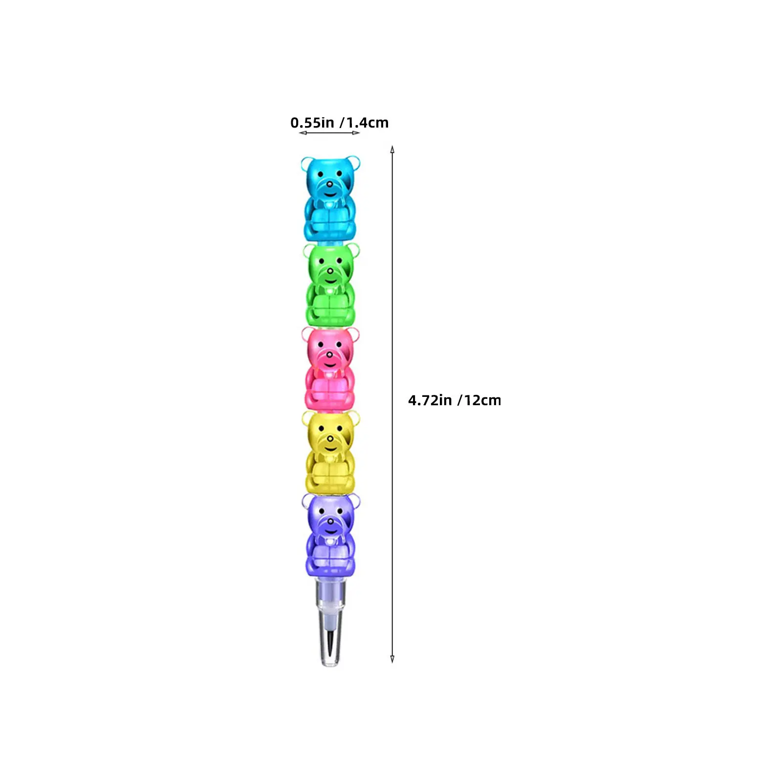 12pcs Animal Building Block Pens Flexible Pencils Bulk Stacking Colored School Supplies Cartoon Bear Shaped Adjustable