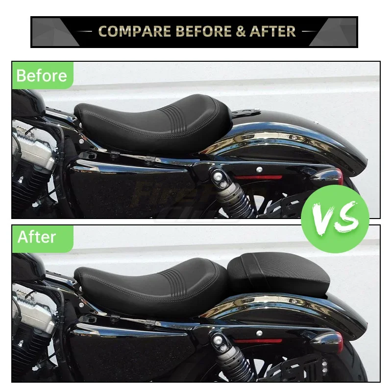 Motorcycle Accessories PU Leather Rear Passenger Fender Seat Cushions For Harley Sportster Forty Eight 48 72 2010-2015