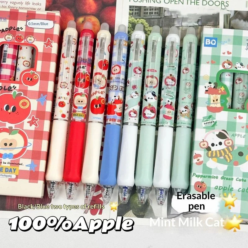 

0.5mm Erasable Gel Pens Set 4Pcs Cute Kawaii Blue Black Ink Smooth Writing School Office Supplies