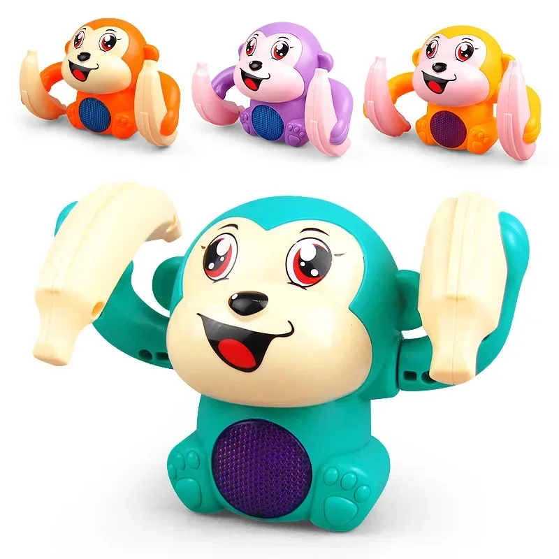 Electric Flip and Head Monkey Toys, Electric Flipping Dancing Toy Rolling Monkey, 360° Tumbling Monkey Toy with Light Music